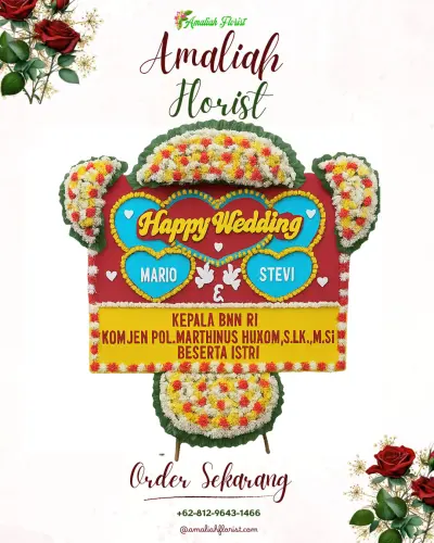 Karangan Papan Bunga Pernikahan di Woda